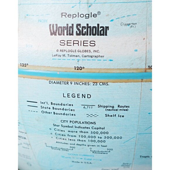 Vintage Replogle World Scholar Series Gold Toned Plastic Base and Arm - Picture 7 of 7